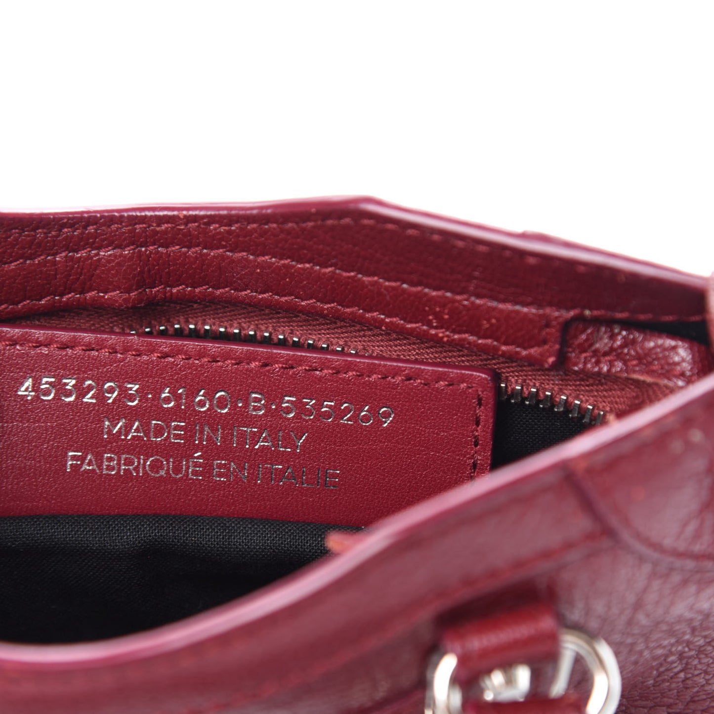 Chevre Silver Metallic Edge Hardware Nano City Rouge Lie De Vin