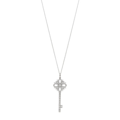 Tiffany Platinum Diamond Victoria Key Pendant Necklace 1 of 5