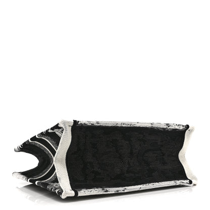 Christian Dior Canvas Embroidered Medium Paris Book Tote Black White 4 of 10