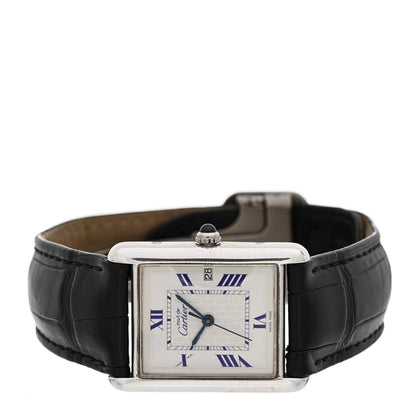 Cartier Sterling Silver Vermeil Alligator 25mm Must de Cartier Tank Quartz Watch 2 of 7