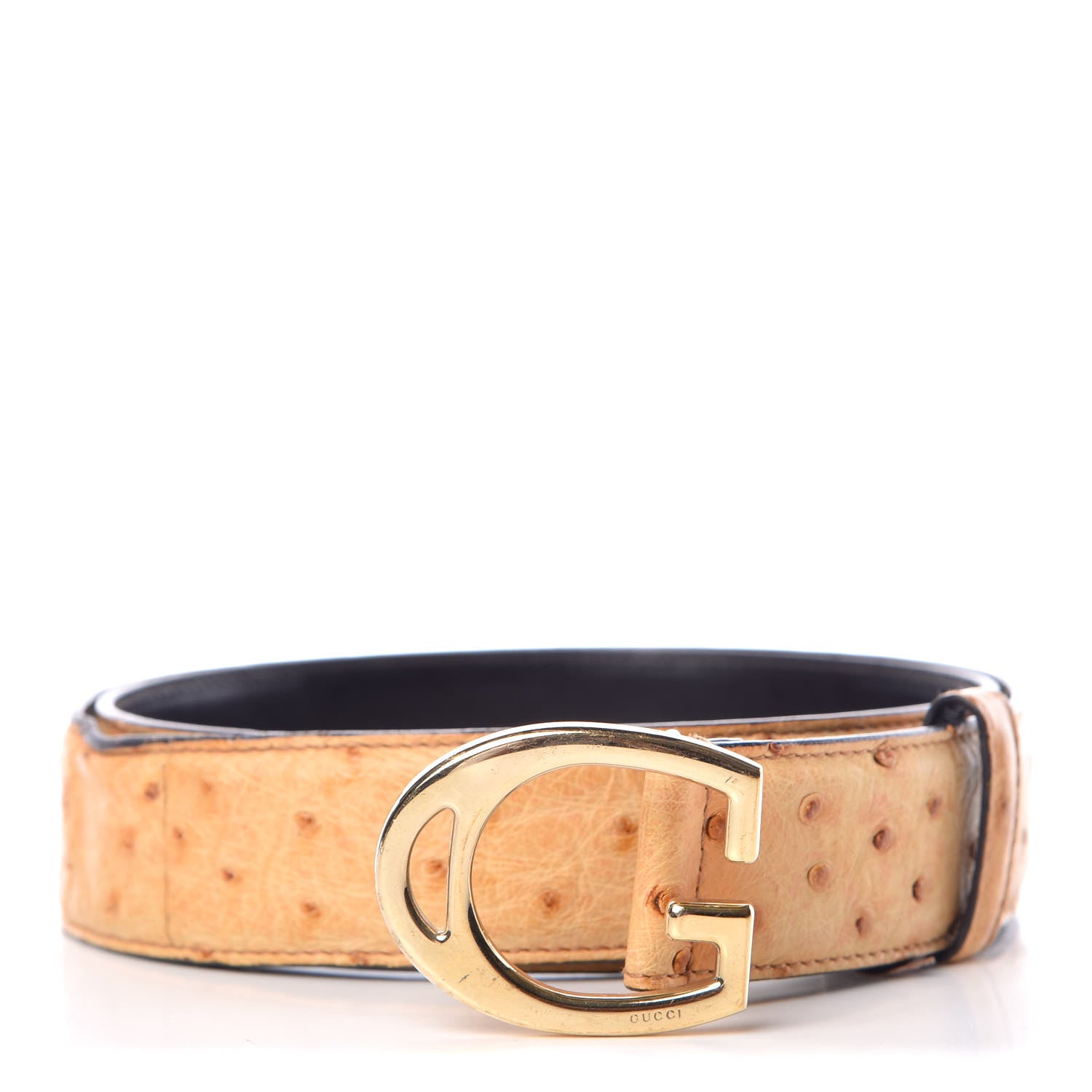 Gucci Ostrich G Buckle Belt 85 34 Tan 1 of 9
