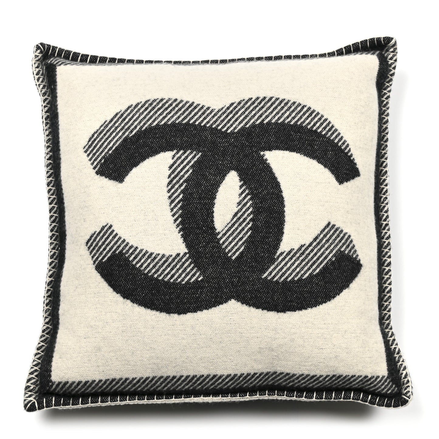 Merino Wool Cashmere CC Pillow Beige Black