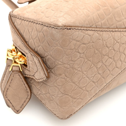 Alaia Nubuck Crocodile Embossed Small Le Teckel Bag Grege 9 of 10