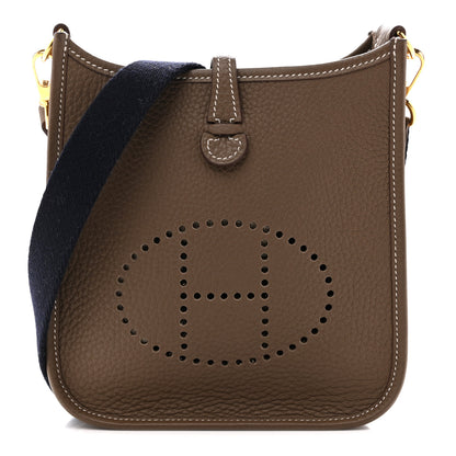 Hermes Taurillon Clemence Amazone Evelyne TPM Etoupe Bleu Indigo 1 of 11