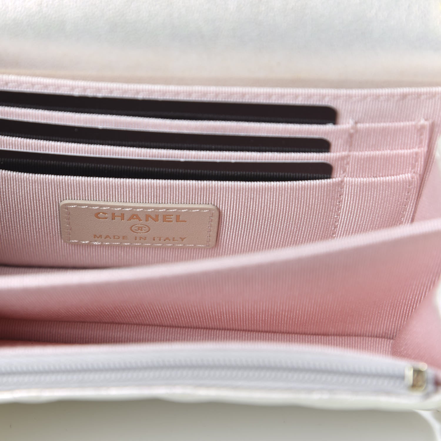 Chanel Iridescent Lambskin Quilted Mini Wallet On Chain WOC Ivory 8 of 11