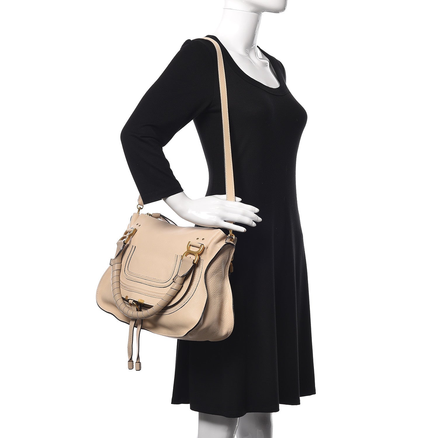 Chloe Calfskin Medium Marcie Satchel Powder Beige 2 of 11