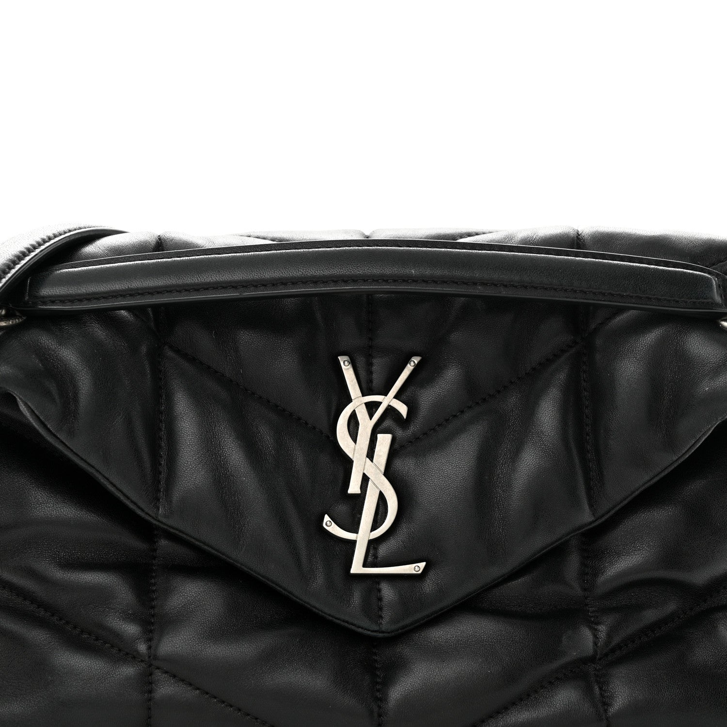 Saint Laurent Lambskin Quilted Small Loulou Puffer Monogram Chain Satchel Black 8 of 11