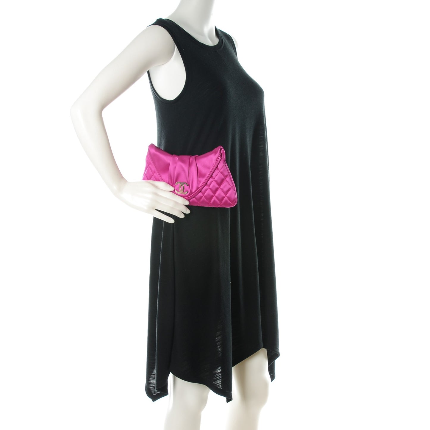 Satin Quilted Flap Clutch Fuchsia