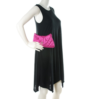 Chanel Satin Quilted Flap Clutch Fuchsia 2 of 7