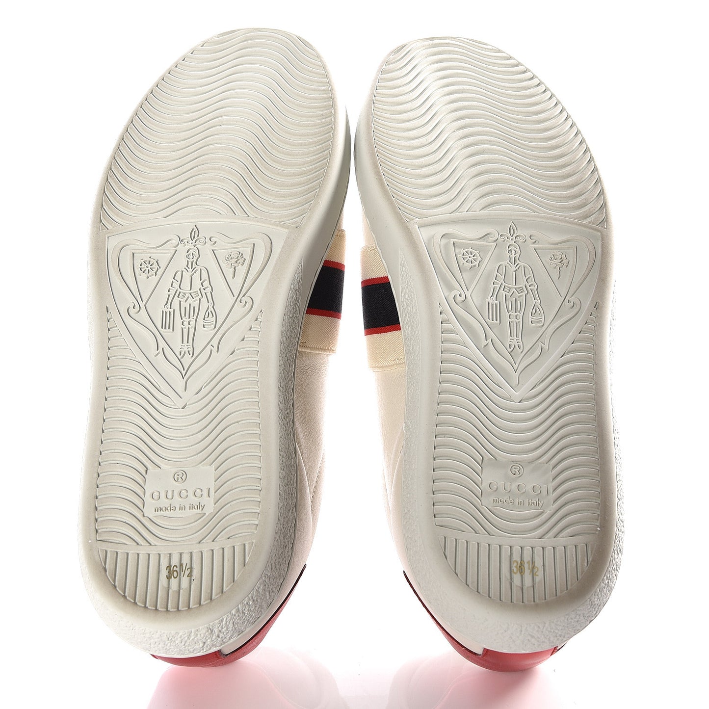 Calfskin Stripe Womens New Ace Sneakers 36.5 New Mystic White Ecru Red Flame