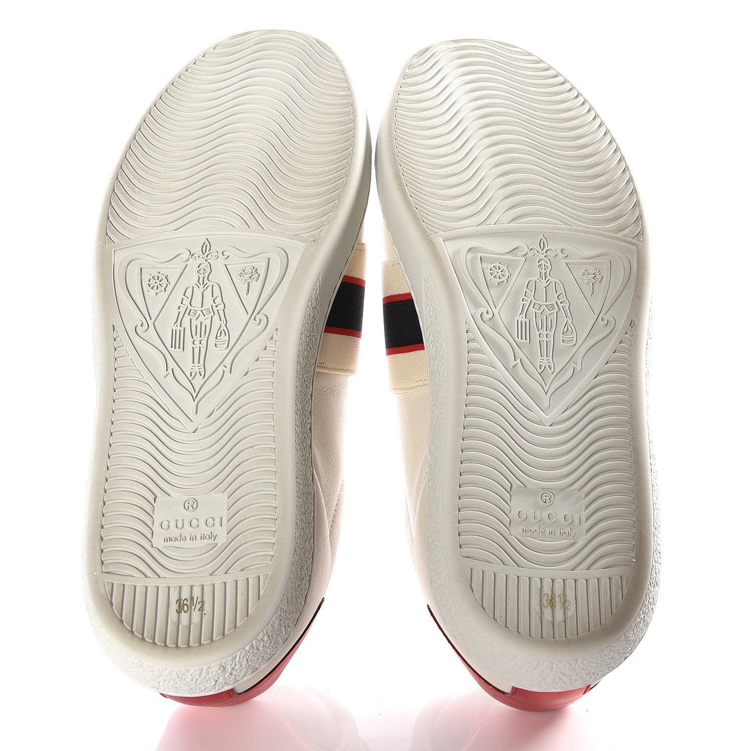 Gucci Calfskin Stripe Womens New Ace Sneakers 36.5 New Mystic White Ecru Red Flame 9 of 12