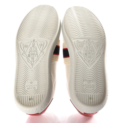 Gucci Calfskin Stripe Womens New Ace Sneakers 36.5 New Mystic White Ecru Red Flame 9 of 12