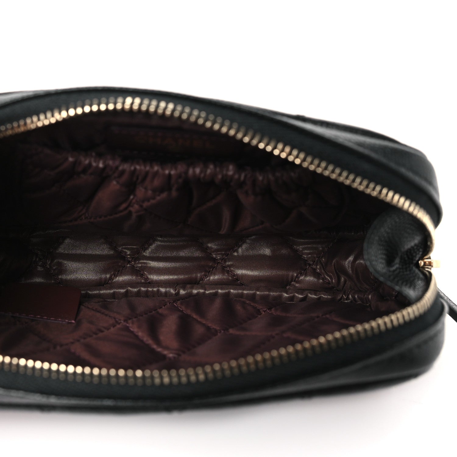 Chanel Caviar Quilted Small Curvy Pouch Cosmetic Case Black 5 of 9