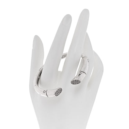 John Hardy Sterling Silver White Sapphire Bamboo Kick Cuff Bracelet 2 of 5