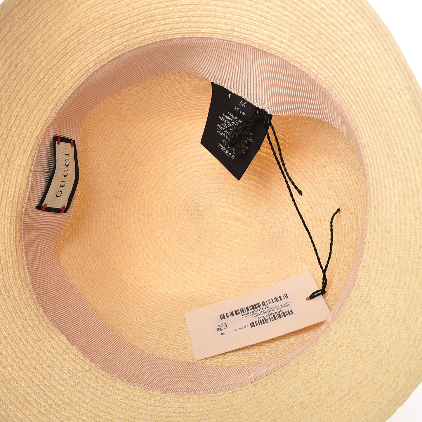 Raffia Double G Bucket Hat M Ivory