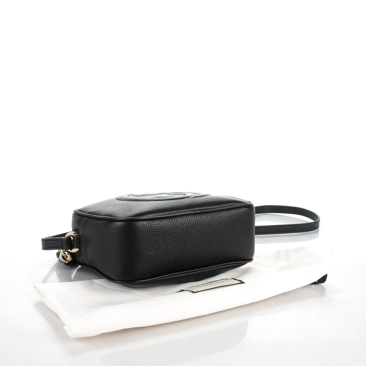 Pebbled Calfskin Small Soho Disco Bag Black