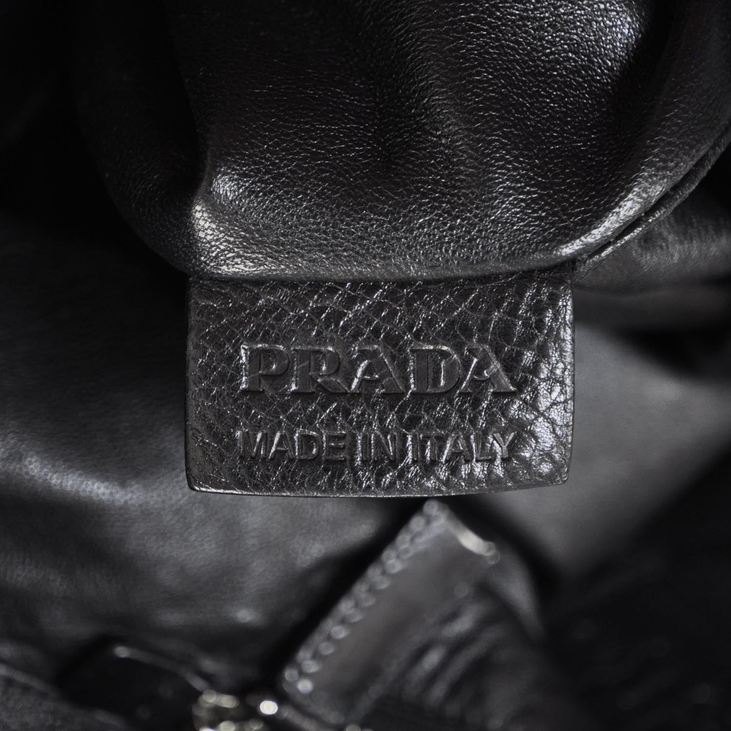 Prada Leather Large Tote Black Brown 8 of 10
