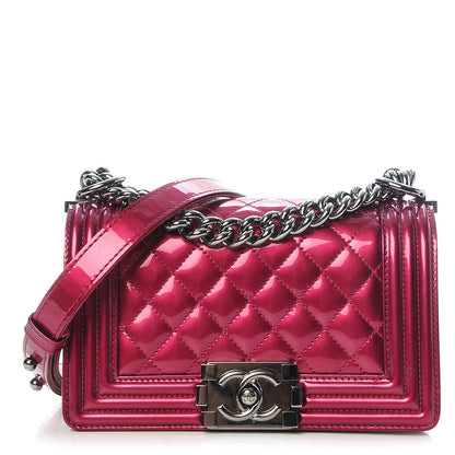 Chanel Metallic Patent Calfskin Quilted Small Boy Flap Pink 1 of 13