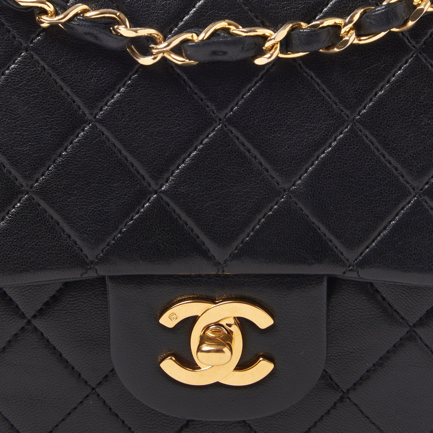 Chanel Lambskin Quilted Medium Double Flap Black 7 of 9