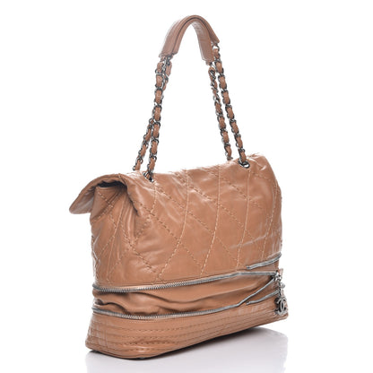 Chanel Calfskin Large Expandable Flap Bag Dark Beige 3 of 14