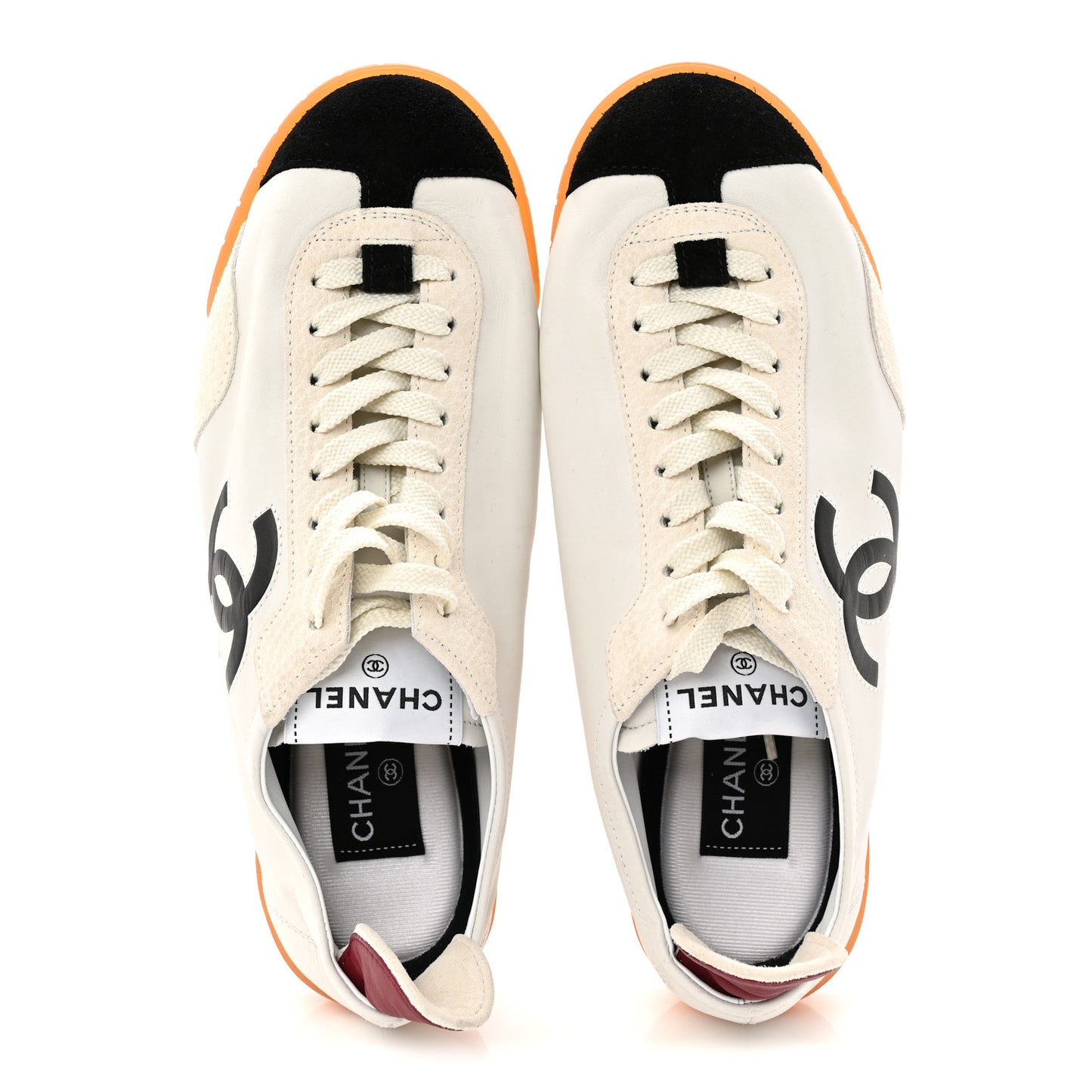 Calfskin Embossed Suede Sneakers 38 White Black
