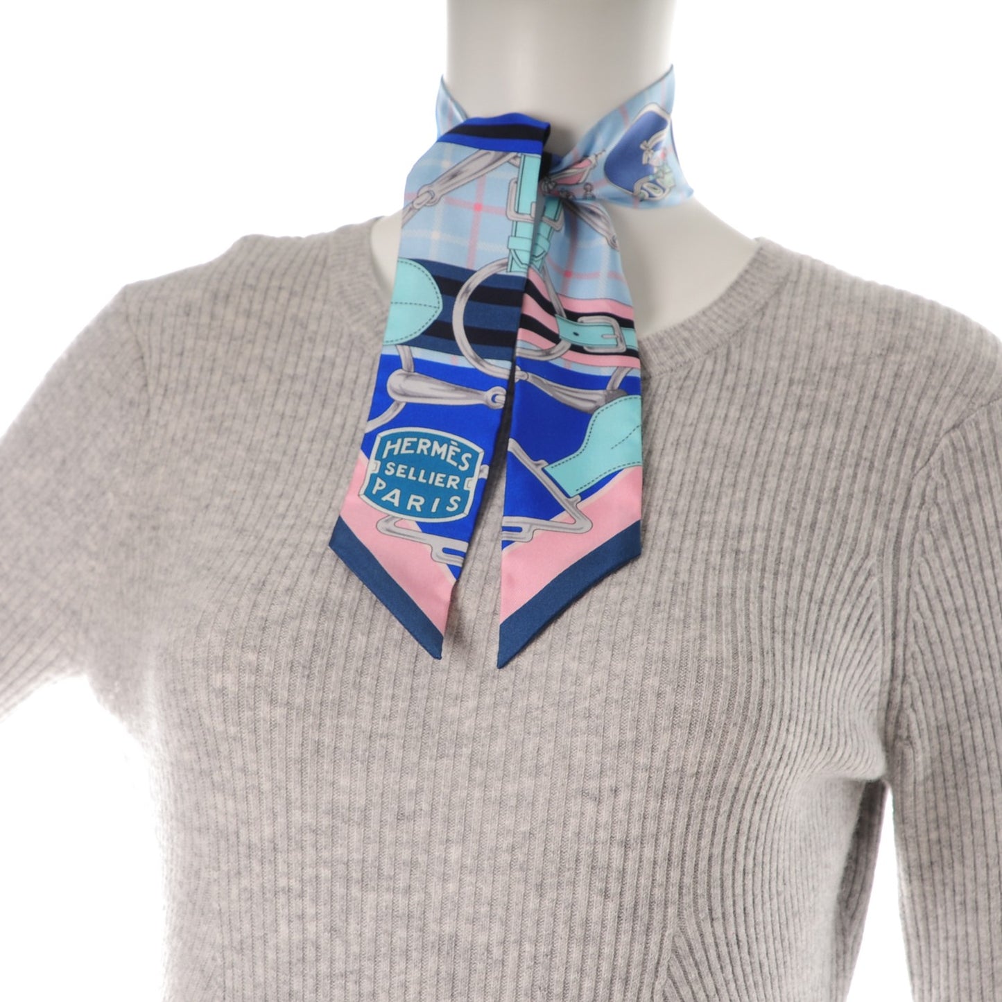 Silk Tatersale Twilly Petrole Ciel Rose Poudre