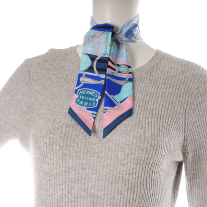 Hermes Silk Tatersale Twilly Petrole Ciel Rose Poudre 2 of 5