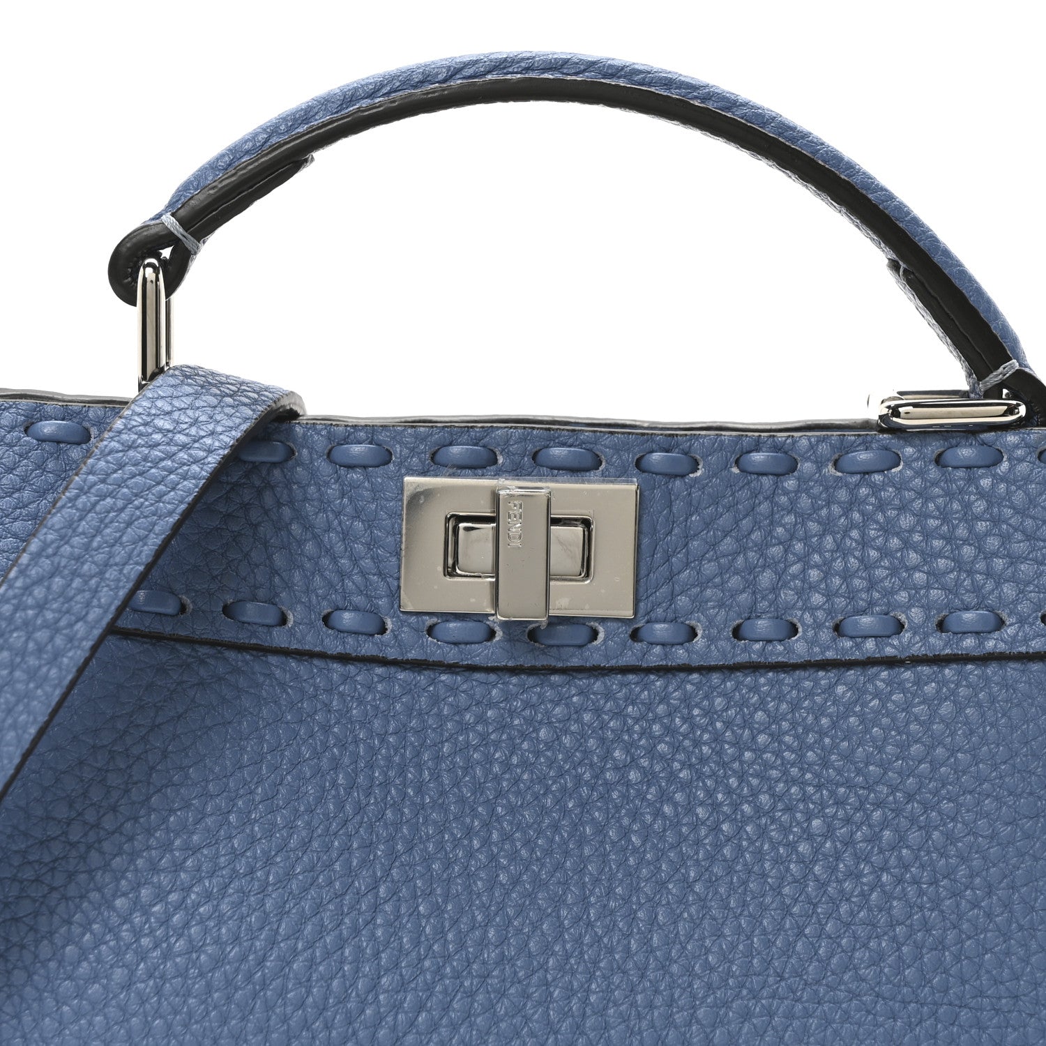 Fendi Cuoio Romano Selleria Petite Peekaboo I SEE U Satchel Blue 7 of 9