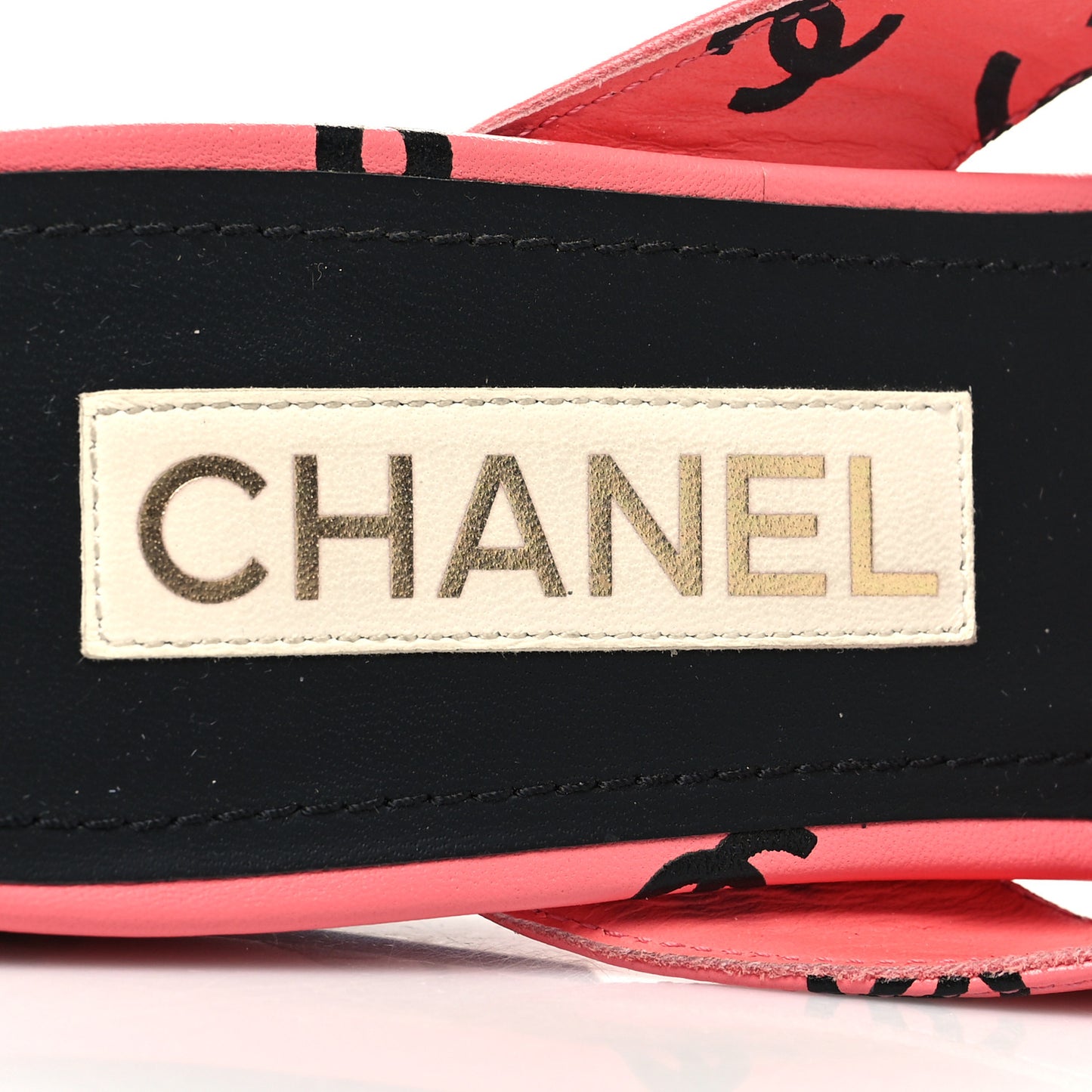 Lambskin Printed CC Thong Sandals 39 Pink Black