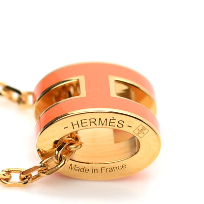 Hermes Lacquered Gold Mini Pop H Pendant Necklace Orange 6 of 7