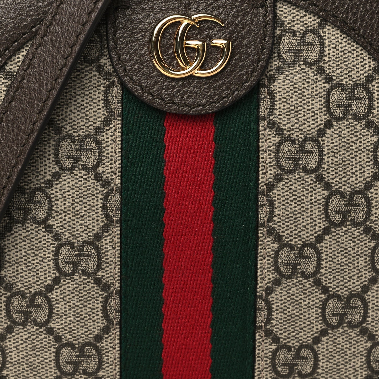 GG Supreme Monogram Web Mini Ophidia Round Shoulder Bag Brown