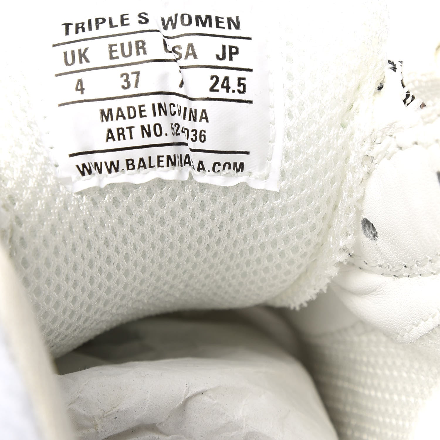 Balenciaga Fabric Mesh Womens Triple S Sneakers 37 White 9 of 10