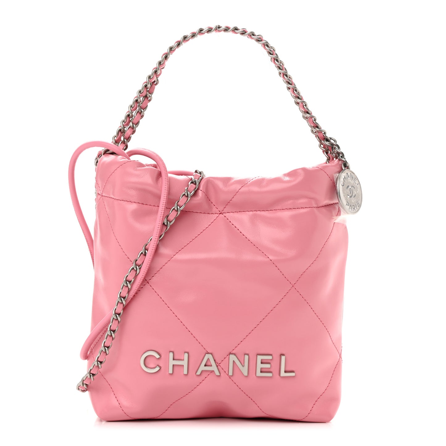 Shiny Calfskin Quilted Mini Chanel 22 Pink