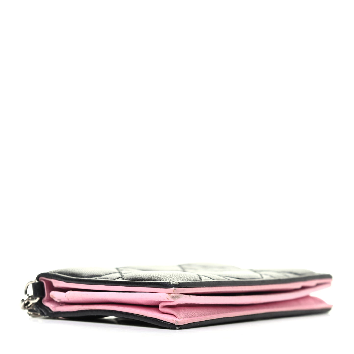 Lambskin Cannage Bi-Color Small Lady Dior Flap Card Holder Black Pink