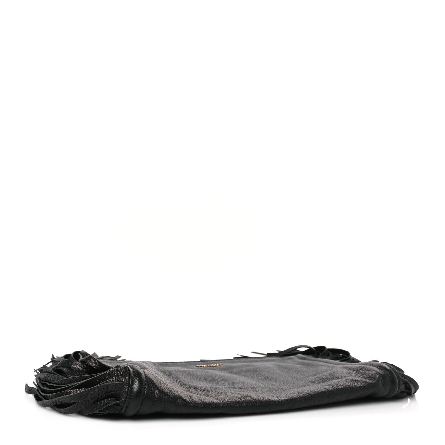 Prada Cervo Deerskin Fringe Clutch Black 4 of 9