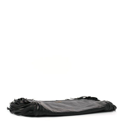 Prada Cervo Deerskin Fringe Clutch Black 4 of 9