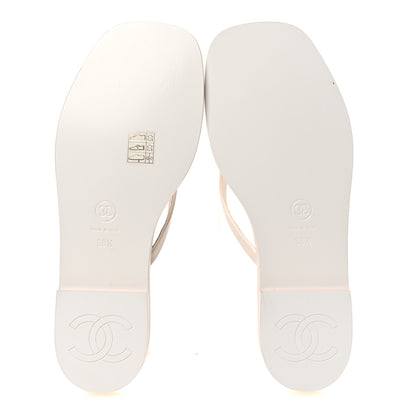 Chanel Goatskin CC Times Square Thong Sandals 38.5 Beige 7 of 11