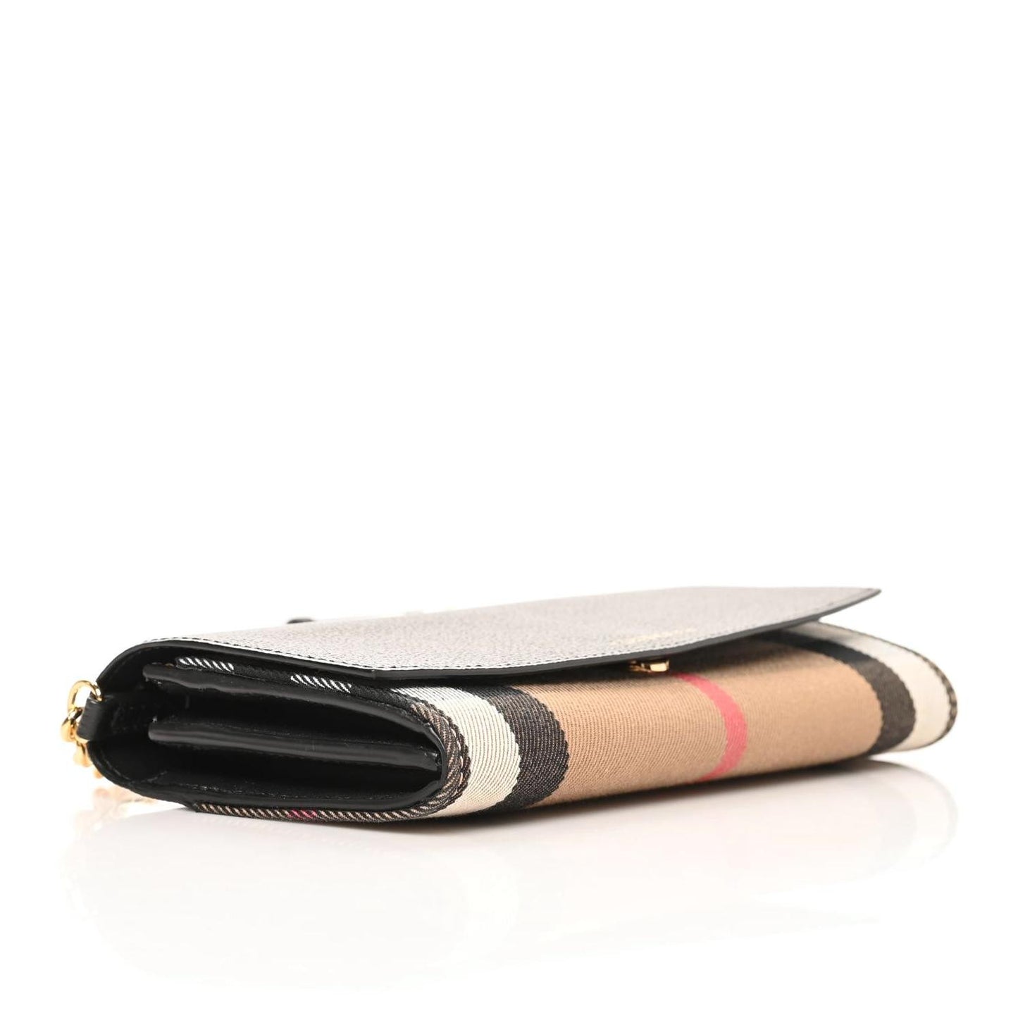 Grainy Calfskin House Check Henley Wallet On Chain Black