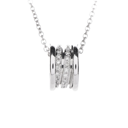 Bulgari 18K White Gold Diamond B.Zero1 Pave Pendant Necklace 5 of 6