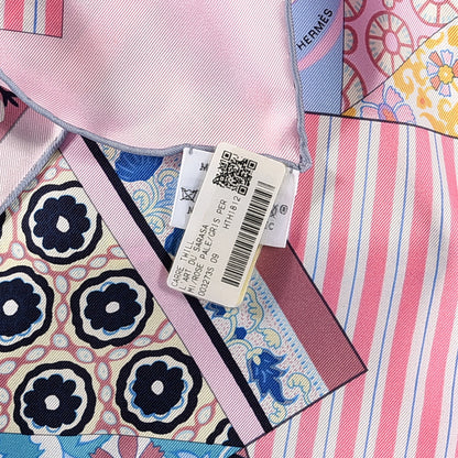 Hermes Silk L'Art du Sarasa Scarf 90 Rose Pale Gris Perle Mauve 6 of 6
