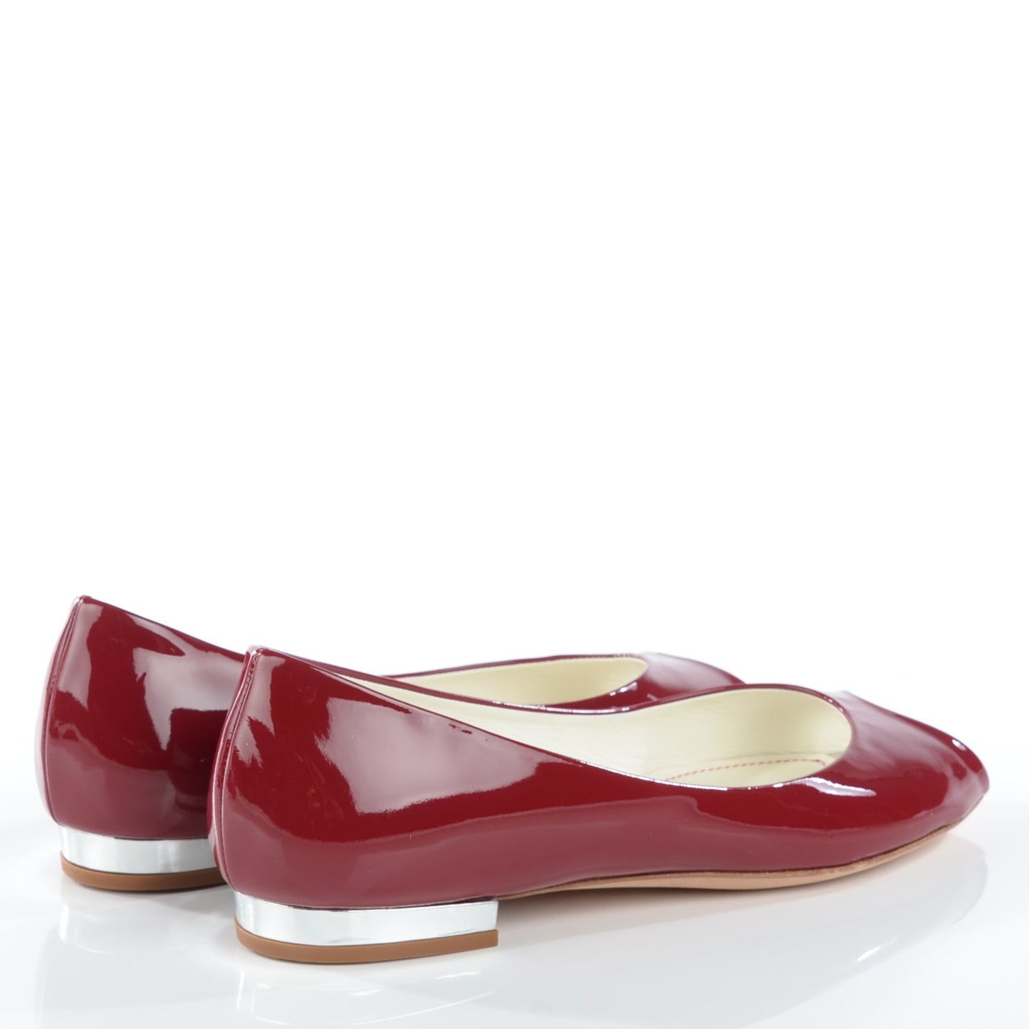 Patent Mirrored Peep Toe Flats 38 Red