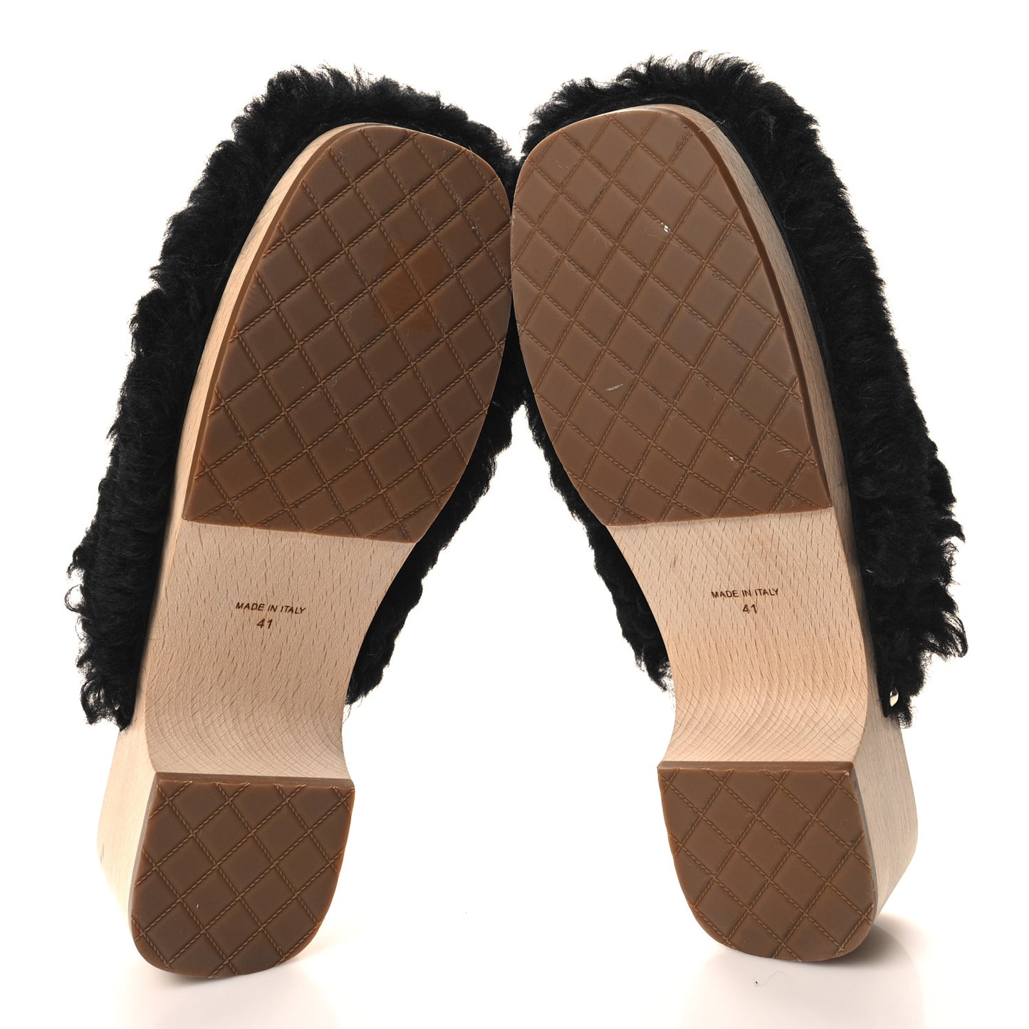 Shearling Lambskin Clogs 41 Black