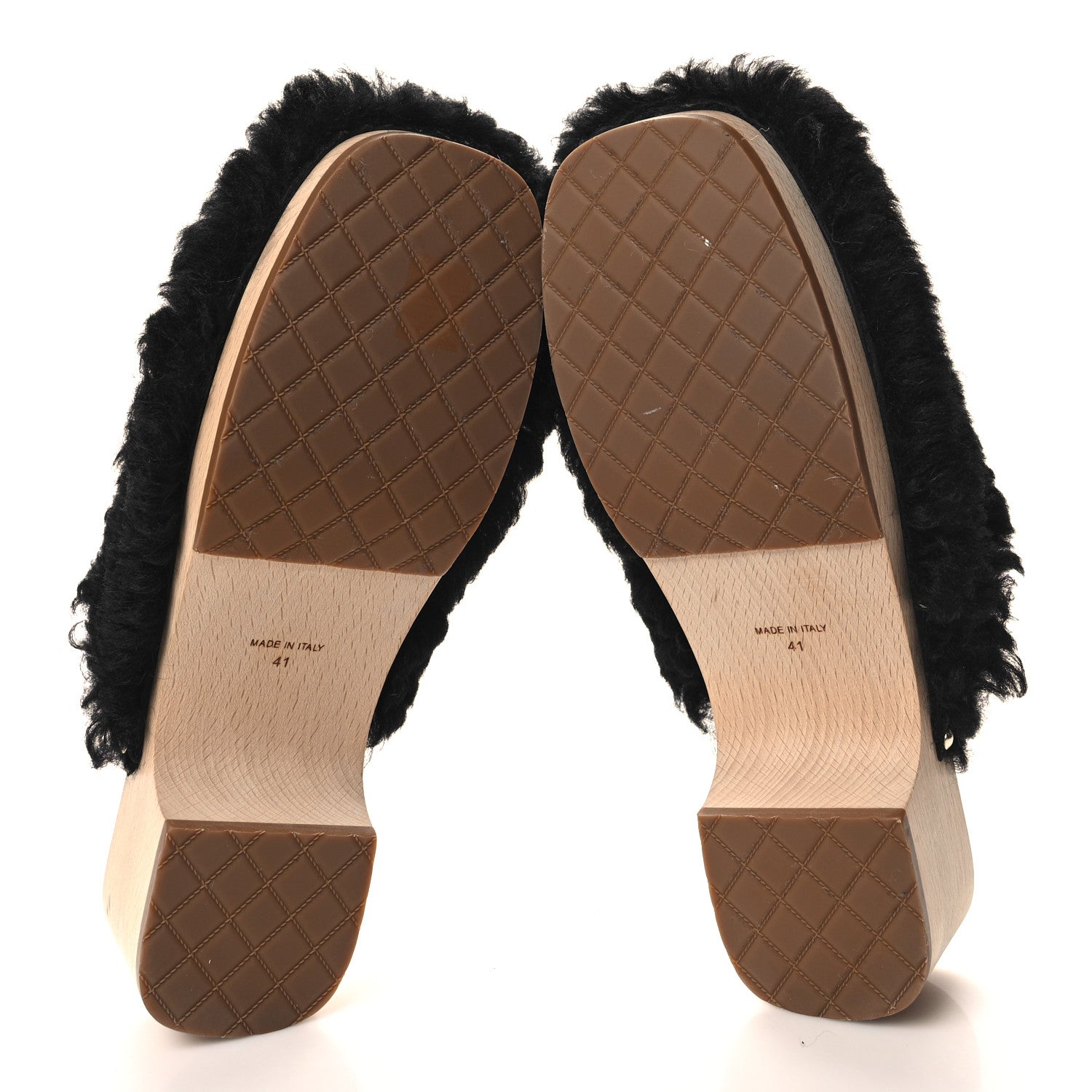 Chanel Shearling Lambskin Clogs 41 Black 5 of 9