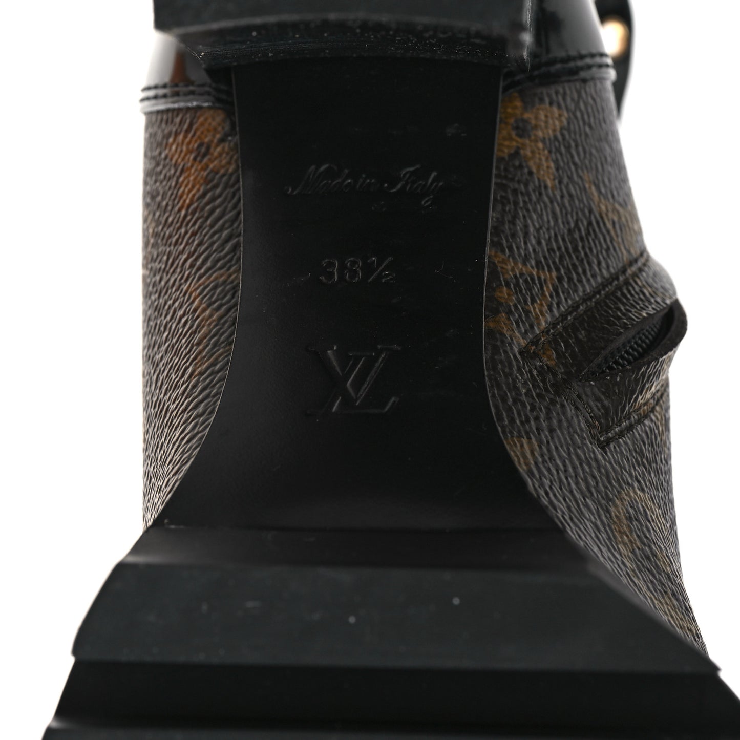 Patent Calfskin Monogram Star Trail Ankle Boots 38.5 Black
