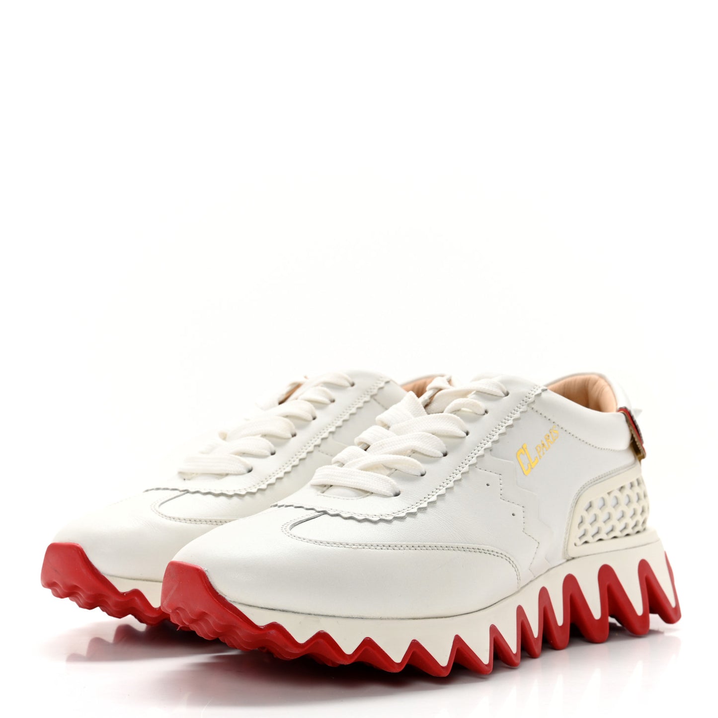 Calfskin Neoprene Womens Loubishark Sneakers 40.5 White