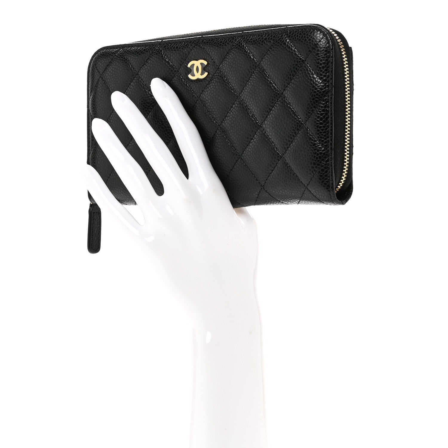 Chanel Caviar Quilted Large Gusset Zip Around Wallet Black 2 of 10
