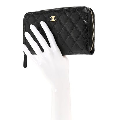 Chanel Caviar Quilted Large Gusset Zip Around Wallet Black 2 of 10