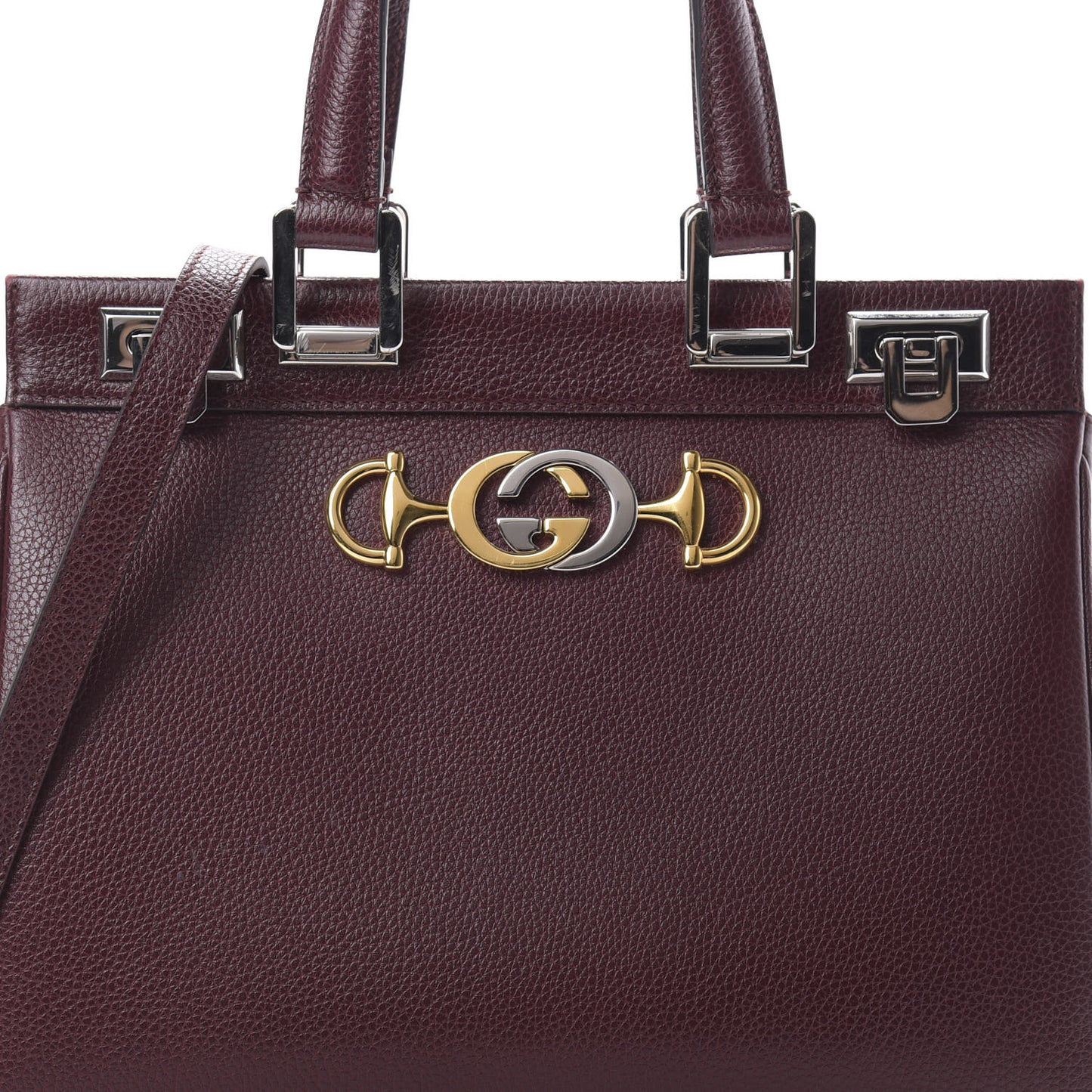 Grainy Calfskin Small Zumi Top Handle Bag Vintage Bordeaux
