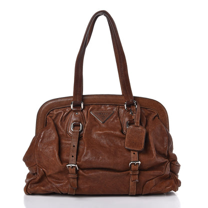Prada Washed Buffalo Leather Frame Bag Cocoa 1 of 14