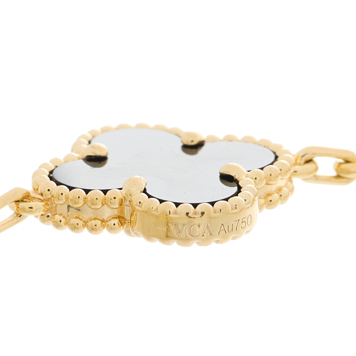 18K Yellow Gold Black Onyx 5 Motifs Vintage Alhambra Bracelet